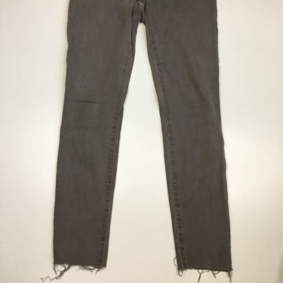 MADEWELL Gray 9" High Rise Skinny Raw Edge Hem 5 Pocket Logo Hardware Jeans - Picture 8 of 13